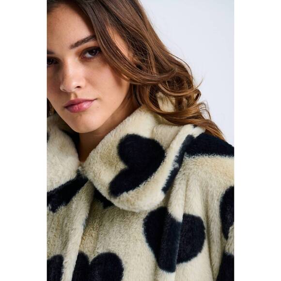 NEW LISA TODD love shag faux fur jacket in black cream - Picture 6 of 6